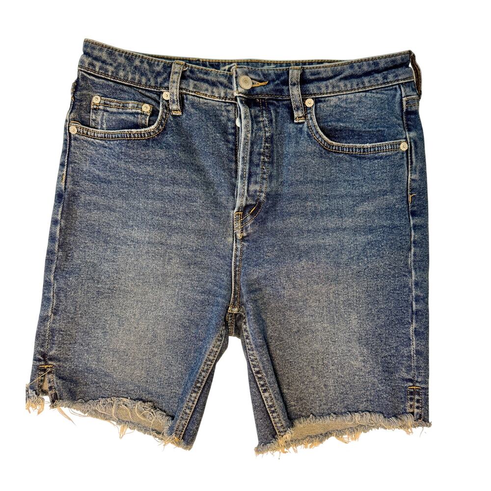 Free People Womens Bermuda Jean Shorts Size 29 Cadet Blue Denim
